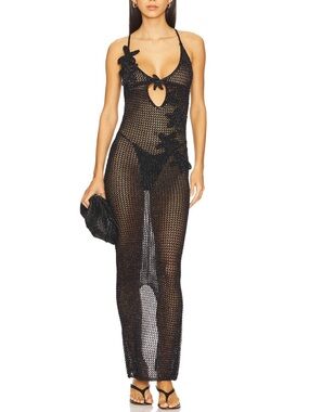 Bananhot Hilsa Maxi Dress in Knitted Black